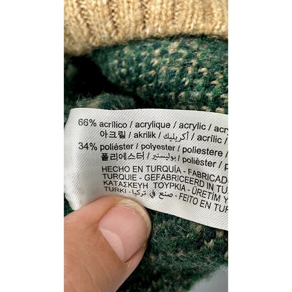 Zara Courtyard Patchwork Oversized Cardigan Sweater Green Tan Small - Picture 6 of 9